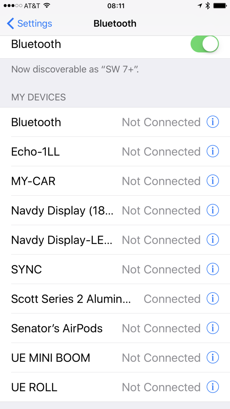 Bluetooth devices screenshot